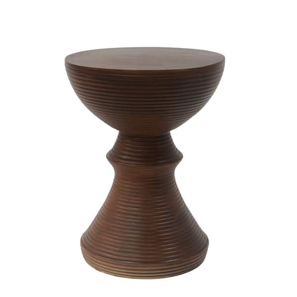 Unbranded Brown Round Concrete Outdoor Side Table, for Garden Lawn Backyard