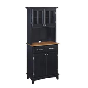Black and Cottage Oak Buffet with Hutch