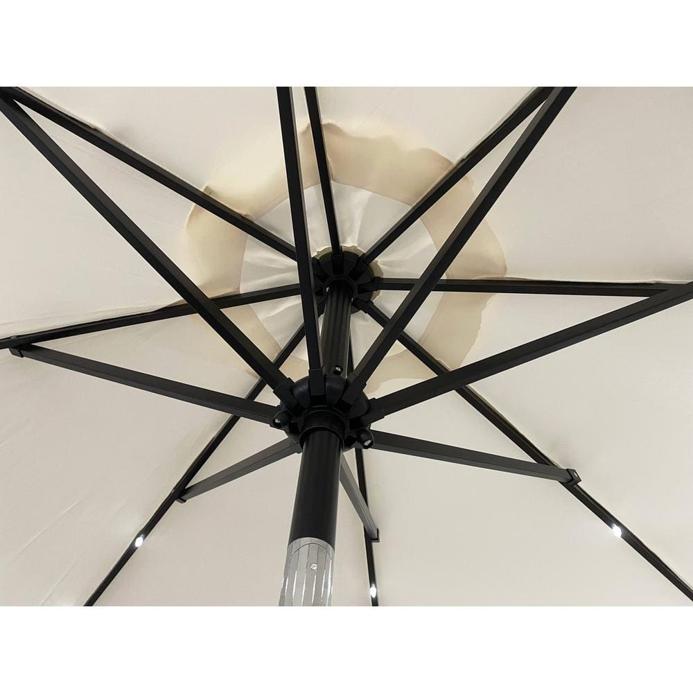 Sierra 9 ft Cream Outdoor Patio Umbrella with Solar LED Lights