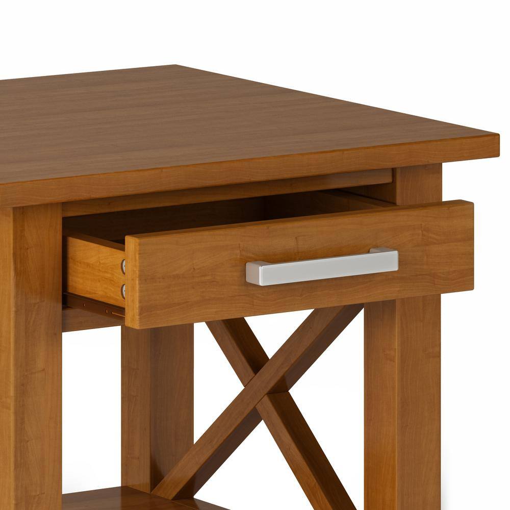 Kitchener Light Golden Brown Solid Wood Square End Table with Storage
