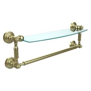Waverly Place Collection 18 in. Glass Vanity Shelf with Integrated Towel Bar in Satin Brass