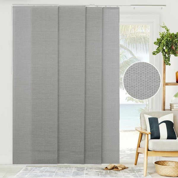 Woven Cut-to-Size Gray Light Filtering Adjustable Sliding Panel Track Blind w/ 23 in Slats Up to 86 in. W X 96 in. L
