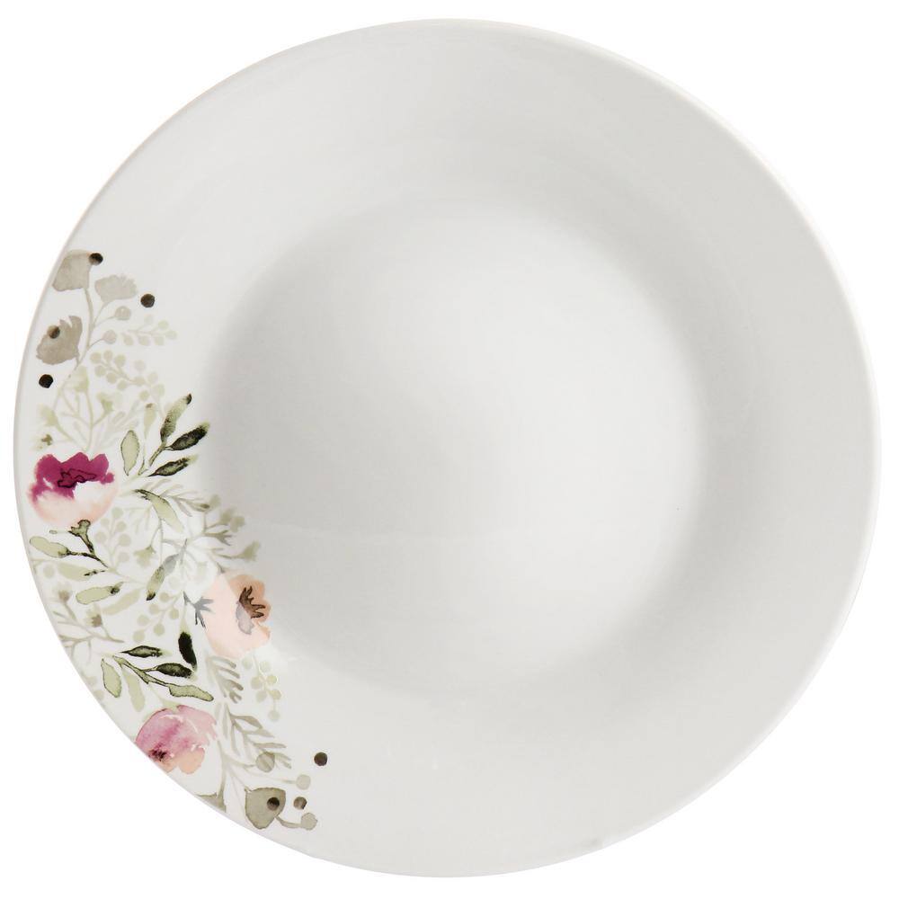 Lily Garden White and Pink Ceramic 12-Piece Floral Dinnerware Set