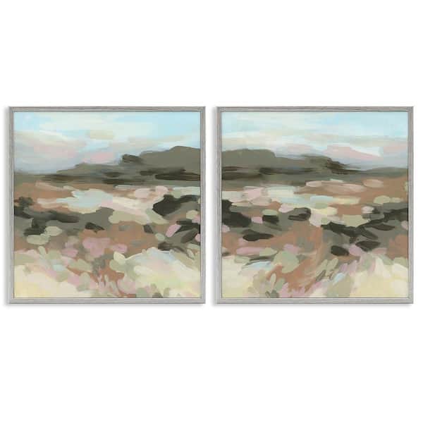 Stupell Industries Desert Impression Abstraction by June Erica Vess 2 Pieces Gray Framed Nature Giclee Art Print 24 in. x 24 in.