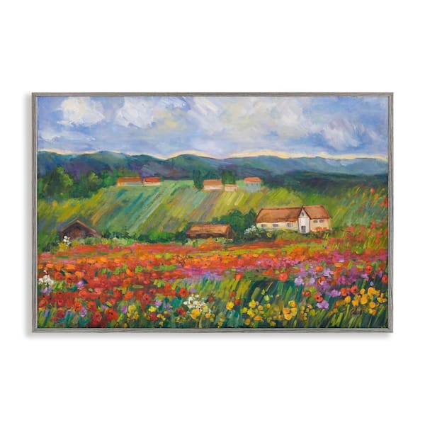 Stupell Industries Spring Glory Lush Meadow by Alexi Fine Gray Framed Nature Giclee Art Print 20 in. x 30 in.