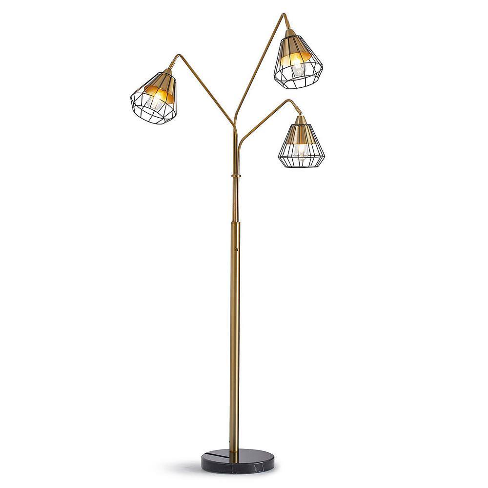 Midtown 83 in. H Dark Bronze/Brass Finish 3-Light LED Arch Floor Lamp with Vintage LED Bulbs price history on PriceWatchPro