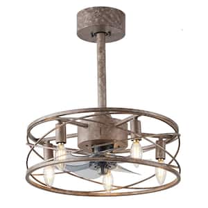 Rustic 18 in. Indoor 5-Light Shabby Chic Brass Reversible Ceiling Fan with Remote