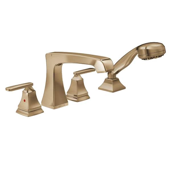 Ashlyn Gold 2-Handle Deck Mount Roman Tub Faucet Trim Kit in Champagne Bronze (Valve Not Included)