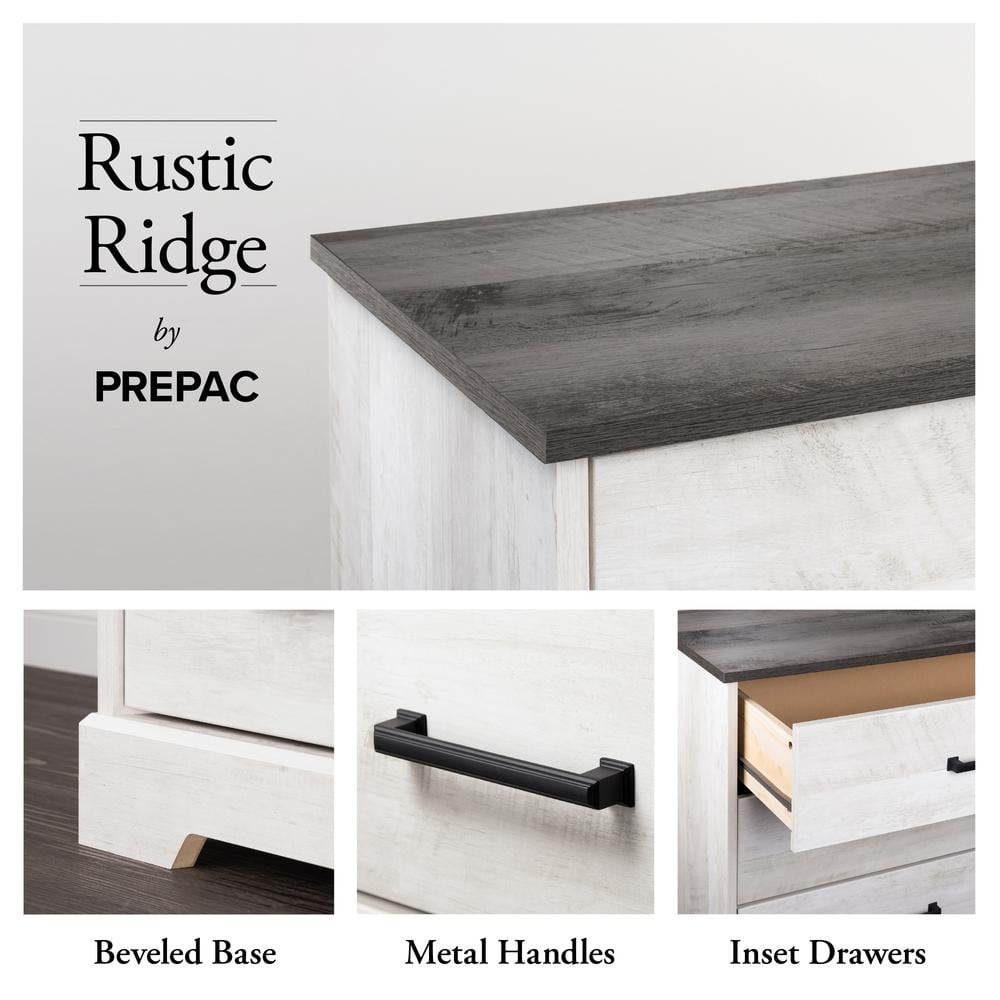 Rustic Gray and White 4-Drawer Farmhouse Chest