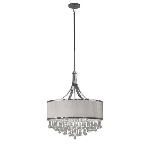 Cambridge 6-Light Chrome Chandelier with White Velvet Fabric Shade