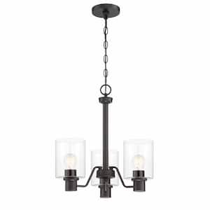 Castleford 3-Light Satin Bronze Chandelier with Clear Glass Shades