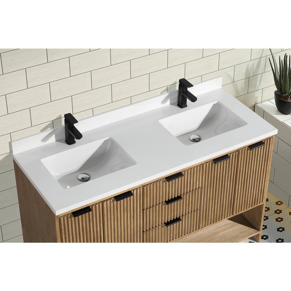 San Diego 55" Weathered Fir Double Sink Freestanding Vanity