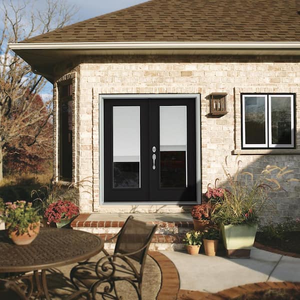 JELD-WEN 72 in. x 80 in. Black Right-Hand/Inswing Steel French