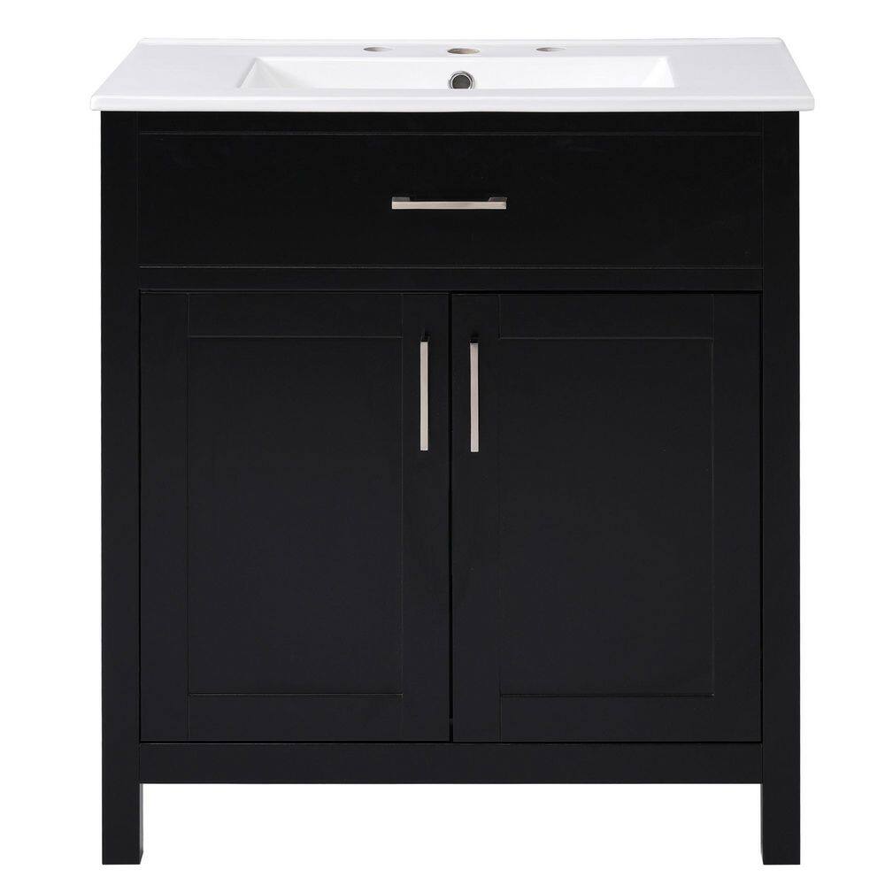 30 in. Single Sink Freestanding Vanity Black Bath Vanity with White Ceramic Sink Top price history on PriceWatchPro
