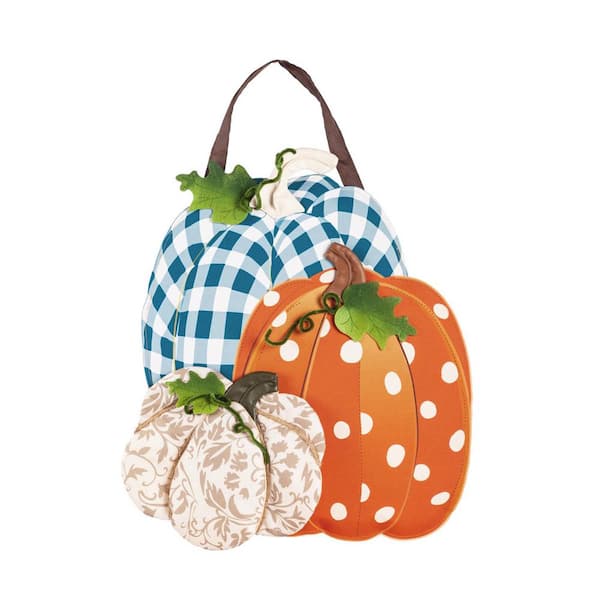Evergreen Enterprises Patterned Pumpkin Trio Door Decor