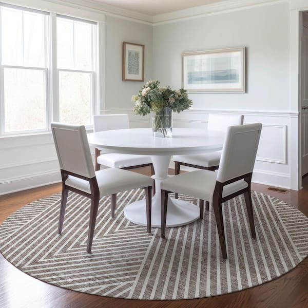 Addison Rugs Chantille Machine Washable Indoor/Outdoor Abstract ACN937 Taupe 8 ft. x 8 ft. Area Rug
