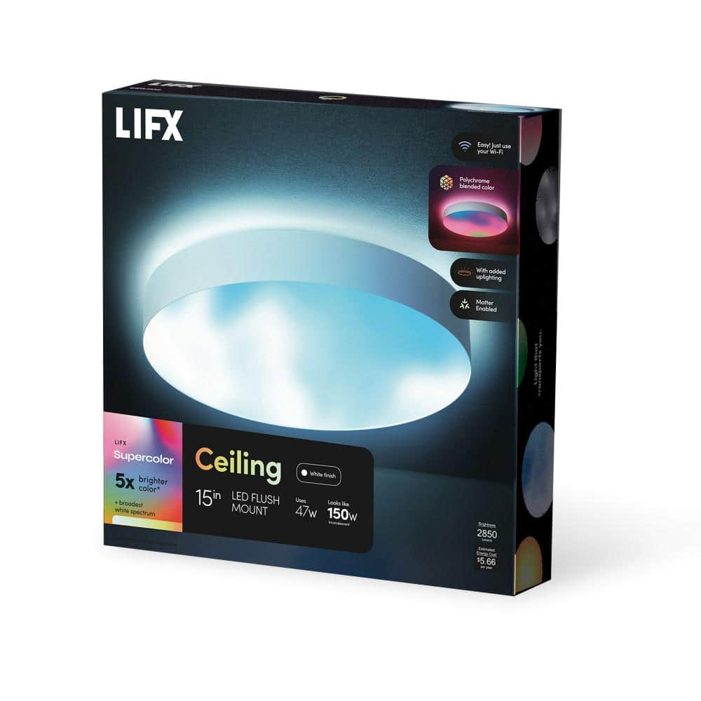 Reviews for LIFX 15 in. White Indoor Integrated LED Flush Mount Multi ...