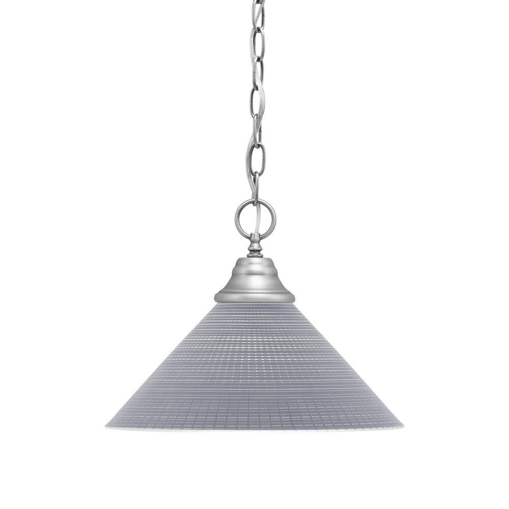 Kingston 100-Watt 1 Light Brushed Nickel Shaded Pendant Light with 12 in. G