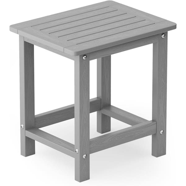Mximu 16.73 in. H Grey Square Single Layer Plastic Adirondack Outdoor Patio Side Table