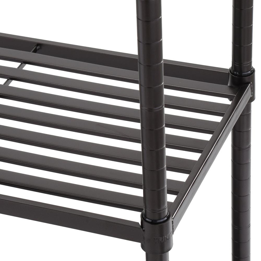 Adjustable Black 3-Tier Metal Slat Shelving Rack