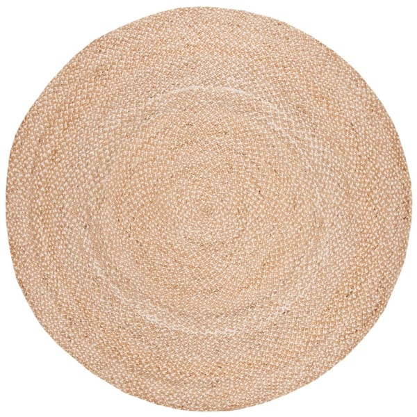 Natural Fiber 11 ft. x 11 ft. Round Natural/Ivory Woven Ascending Area Rug