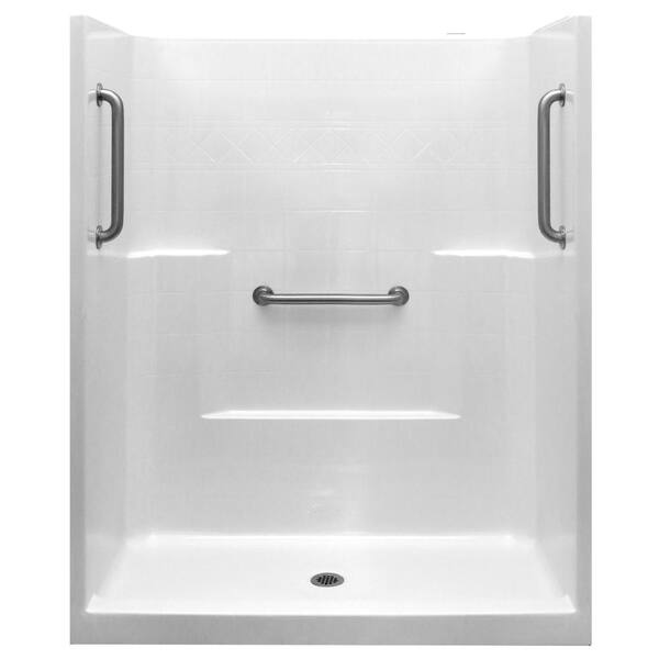 Ella Classic 33 in. x 60 in. x 77 in. 1-Piece Low Threshold Shower ...