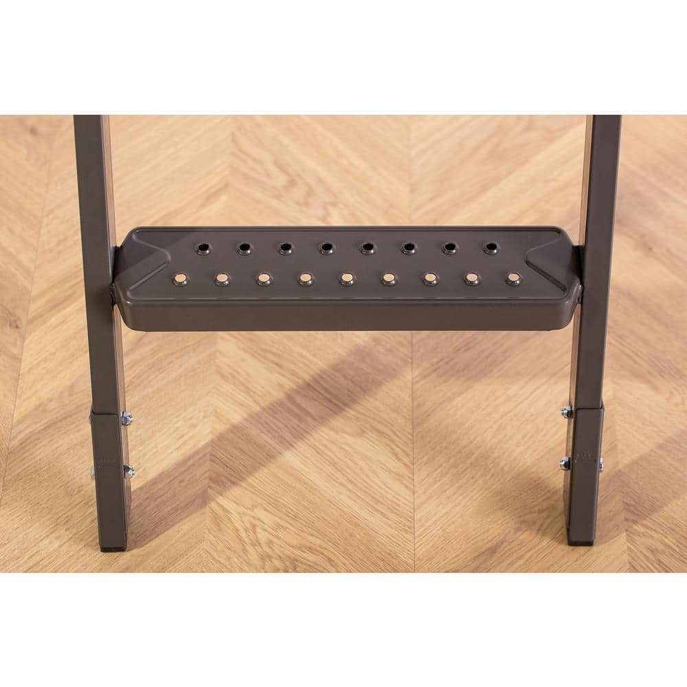 Heavy-Duty Black Steel Folding Attic Ladder with Insulated Hatch