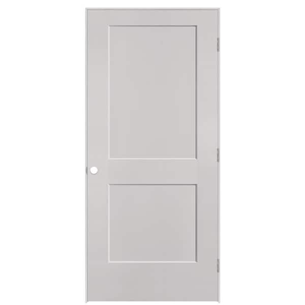Masonite 36 in. x 80 in. 2-Panel Logan Left-Hand Solid Core Silver Bullet Molded Composite Single Prehung Interior Door