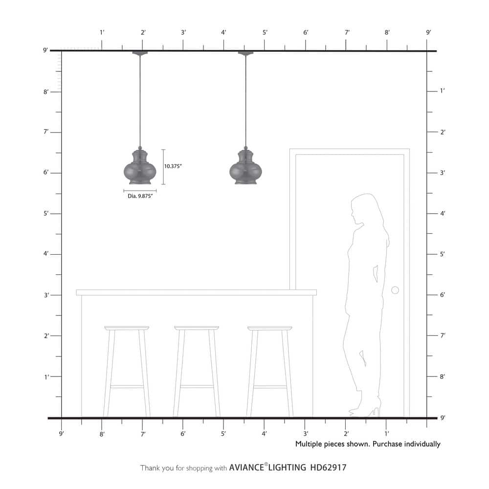 English Bronze & Champagne Glass 9" Mini Pendant Light