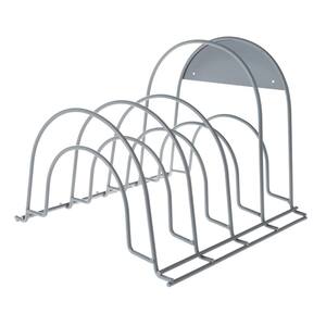Mensola Portacoperchi Spectrum Euro – Organizzatore In Acciaio Nichel Satinato, 6 Scomparti, Misure 33x12.7x5 Cm