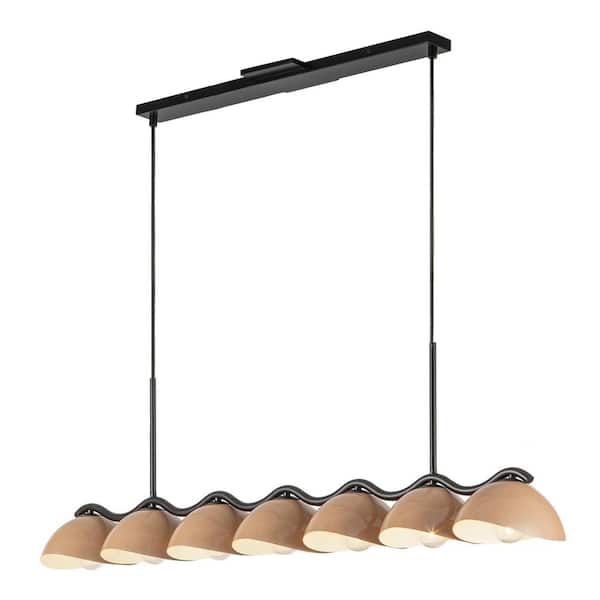 Atlas 42-in 7 Light 40-Watt Black/Peach Pendant Light