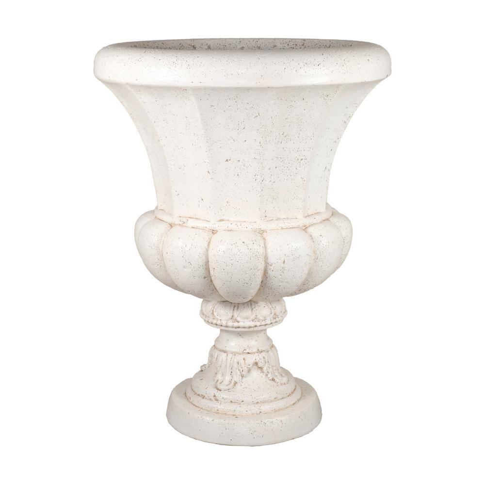 MPG 21.5 in. W x 28 in. H Aged White Stone Veranda Urn PF1476AW - The ...