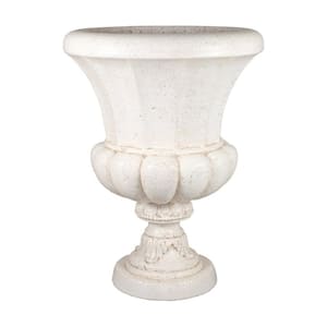 21.5 in. W x 28 in. H Light Aged White Stone Veranda Urn