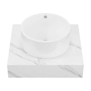 Monaco 24 in. Floating Bathroom Shelf with Vessel Sink in White Marble