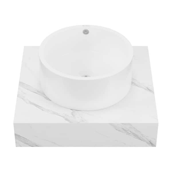 Swiss Madison Monaco 24 in. Floating Bathroom Shelf with Vessel Sink in White Marble