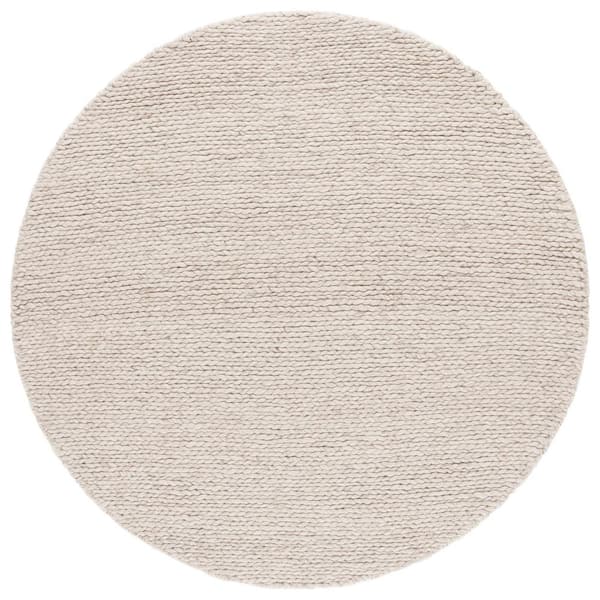 Natura 6 ft. x 6 ft. Light Beige Solid Marle Round Area Rug