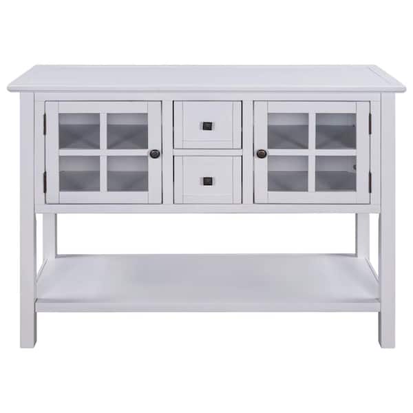 ATHMILE 45 in. White Standard Rectangle Wood Console Table