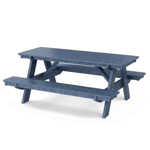 Heritage 72 in. Patriot Blue Rectangle HDPE Plastic Picnic Table Seats 6 People