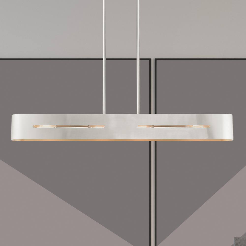 Brushed Nickel 4-Light Linear Chandelier with Medium Bulb Base