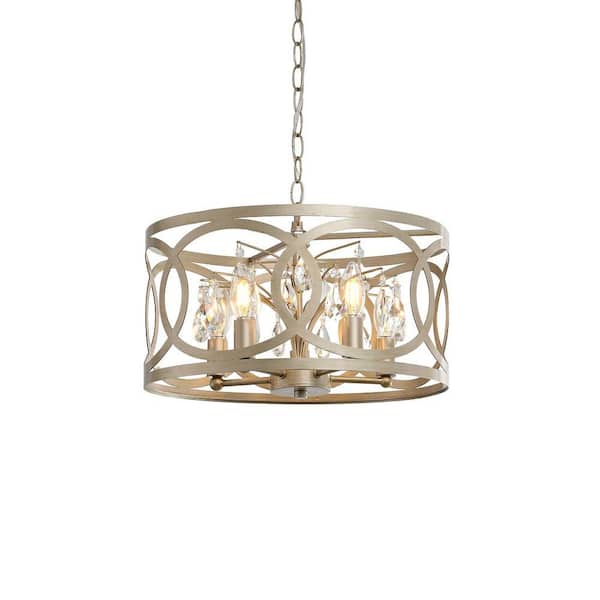 Jojospring Sara 5-light Brushed Champagne Silver Metal Cage Drum