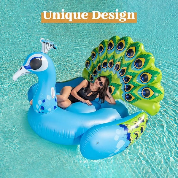 Joyfy Giant Inflatable Ride on Raft Peacock Pool Float 40010-B