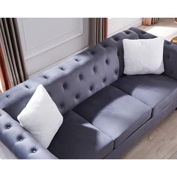 GODEER 109 in. W 4-Piece Polyester Sectional 3-Seaters Sofa with Reversible  Chaise, Storage Ottoman, 2-Small Pillows in Gray W487S00040LXL - The Home  Depot