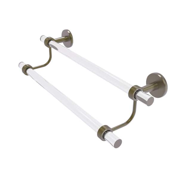 Allied Brass Clearview Collection 18 in. Wall Mounted Double Towel Bar with Groovy Accents in Antique Brass