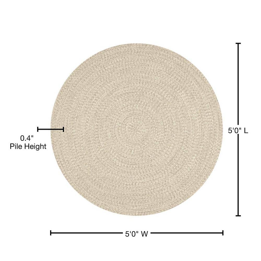 Casual Elegance Tan Synthetic 5' Round Braided Area Rug