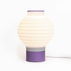 Asian Lantern 15 in. White/Purple Vintage Traditional Plant-Based PLA 3D Printed Dimmable LED Table Lamp