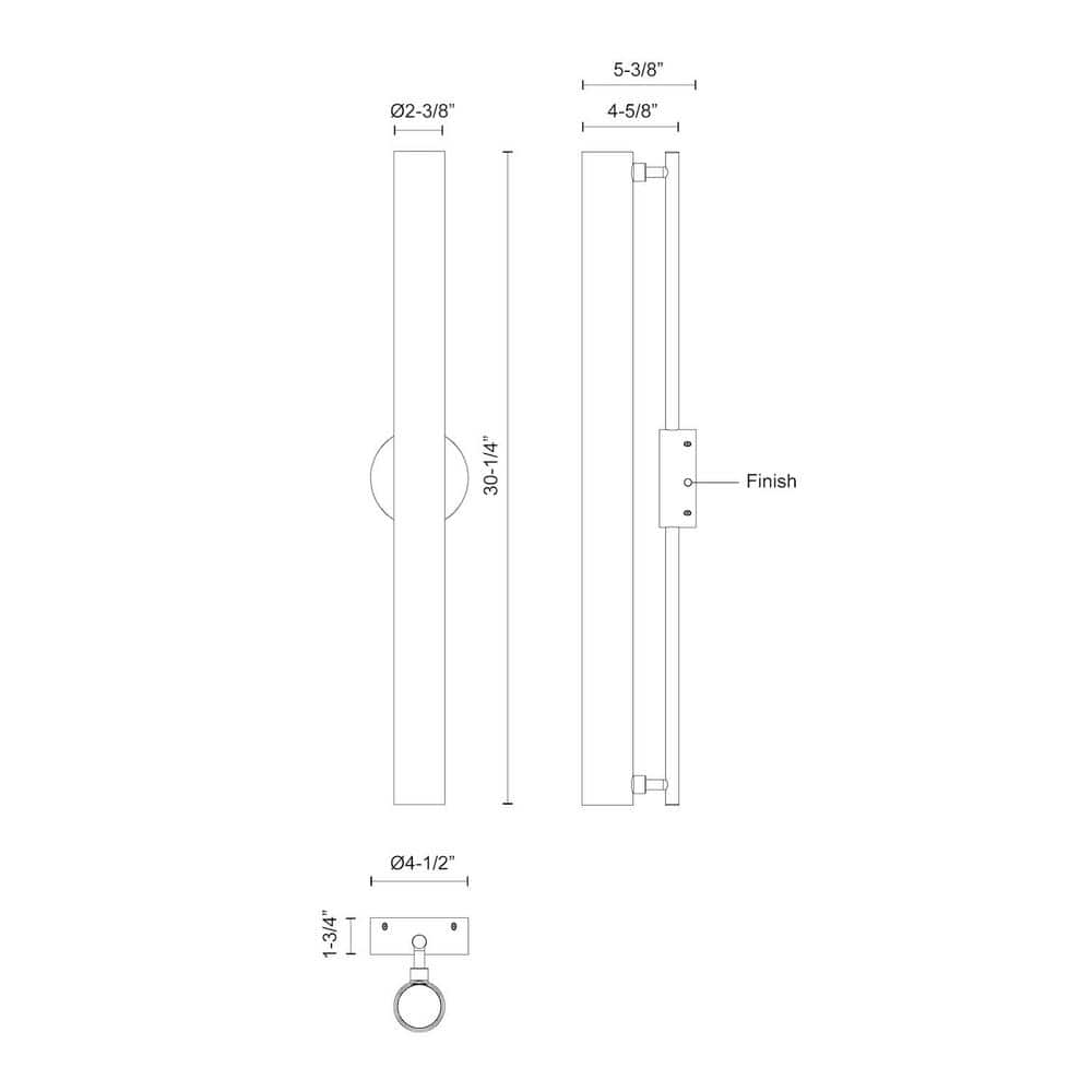 Black Aluminum 36" Dimmable LED Wall Sconce