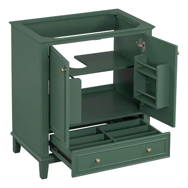 30 in. Bath Vanity Cabinet without Top in Dark Green with Doors and Drawer