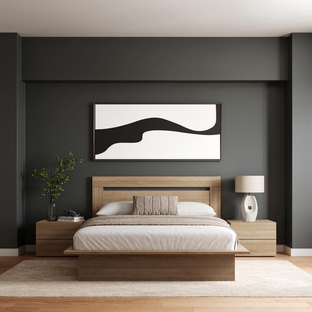 Malibu 4-Piece Brown Oak Platform Bedroom Set