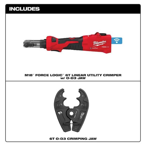 M18 18V Lithium-Ion Cordless FORCE LOGIC 6 Ton Linear Utility Crimper with O-D3 Jaw