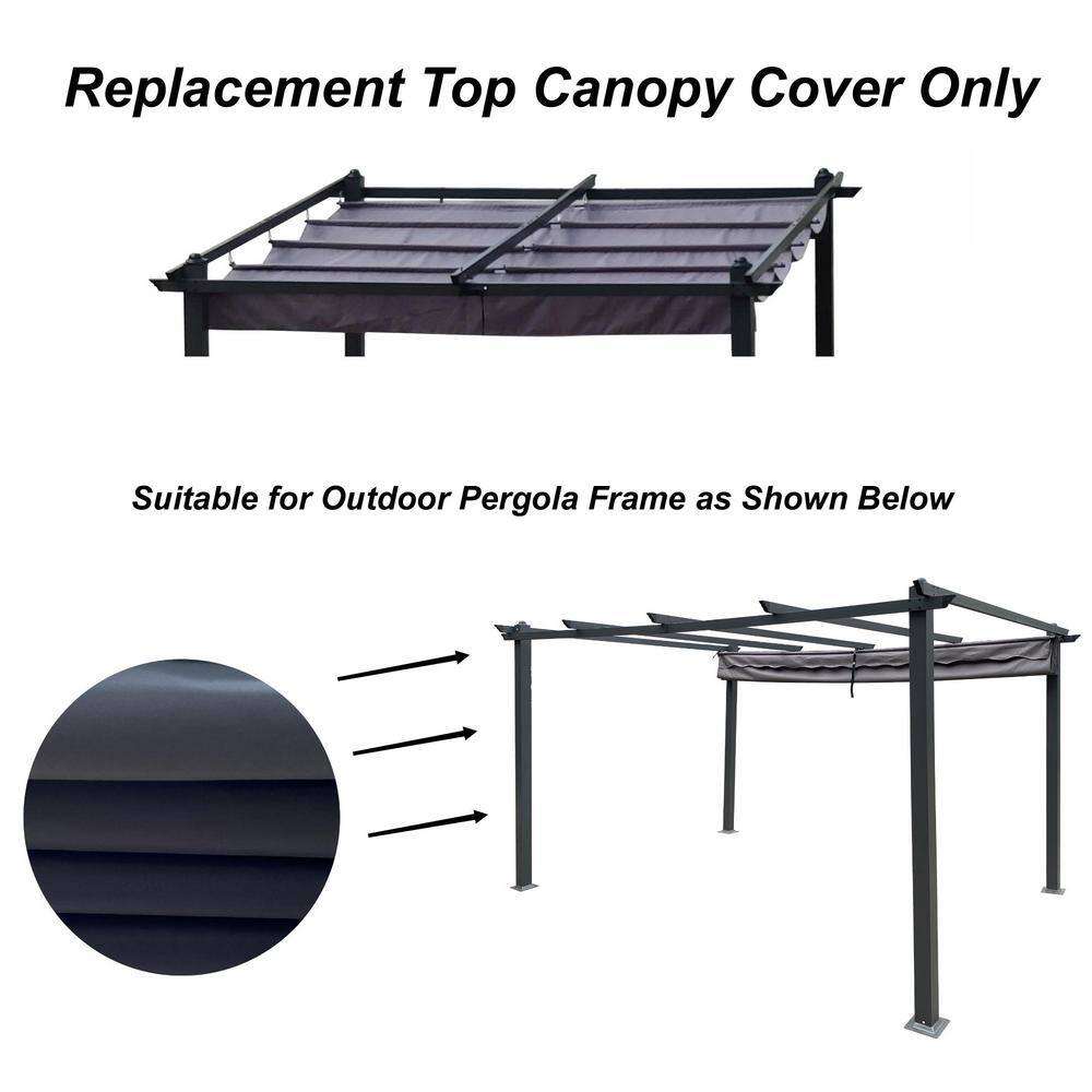 Gray 10' x 10' Outdoor Retractable Pergola Sun Shade Canopy